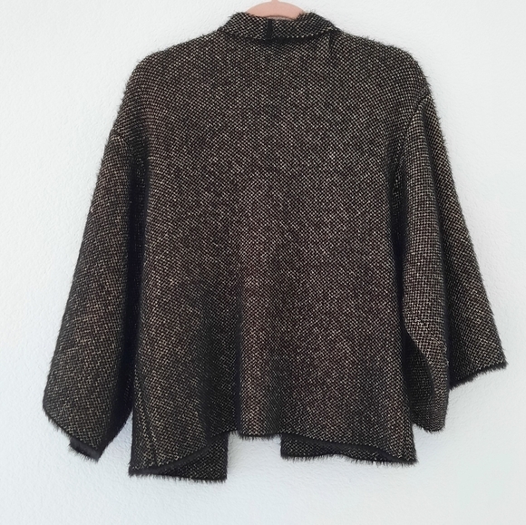 Anthropologie Sleeping On Snow Fuzzy Cropped Metallic Cardigan - Picture 3 of 6